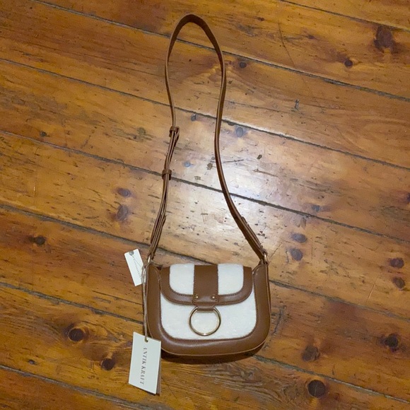 Antik Kraft 👜 Anthropologie Vegan Leather & Shearling Crossbody Flap Bag NWT - Picture 15 of 15